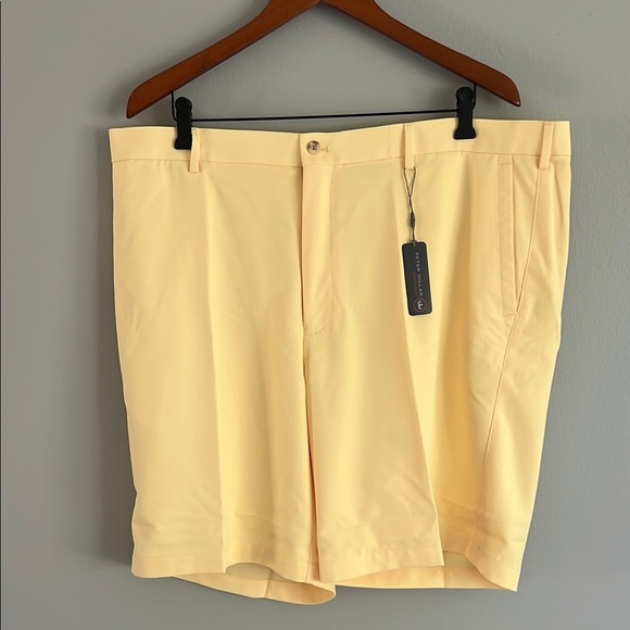 Peter Millar Crown Sport Flat Front Chino Yellow Shorts 43 Waist NWT - Picture 1 of 8
